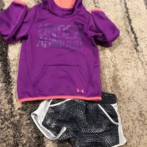 Under Armor XS girl’s hoodie &  size 4 shorts